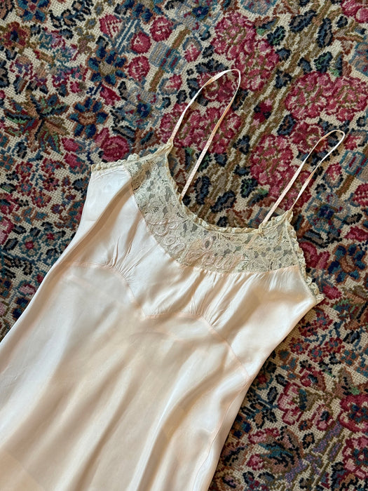 Rare 1940's Ballet Pink Rayon Slip "Bon Jour" / Small