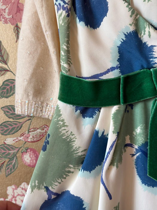 Fabulous 1950's Miss Brooks Abstract Floral Cocktail Dress / SM