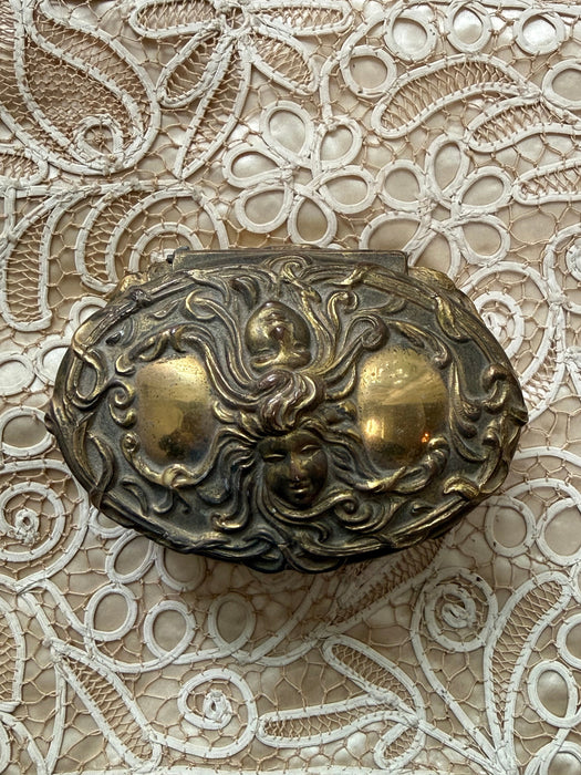 Beautiful Antique Art Nouveau Silk Lined Jewelry Casket, c. 1900-1910