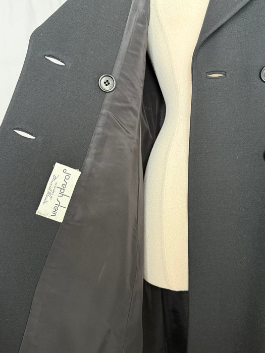 Impeccable 1960's Black Wool Coat With Velvet Collar From Joseph Stein / M