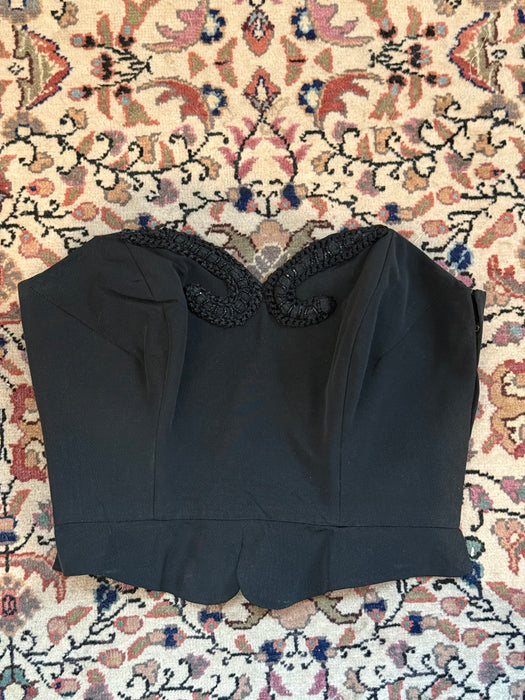 The Perfect 1950's Black Strapless Bustier Top / XS