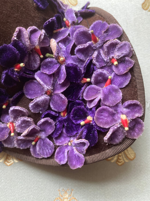 Wonderfully Whimsical 1940's Violet Floral Topper Hat