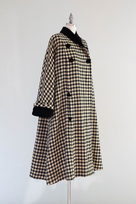 Stunning 1950's Forstmann Wool Swing Coat With Shocking Pink