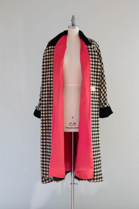 Stunning 1950’s Forstmann Wool Swing Coat With Shocking Pink Lining / ML