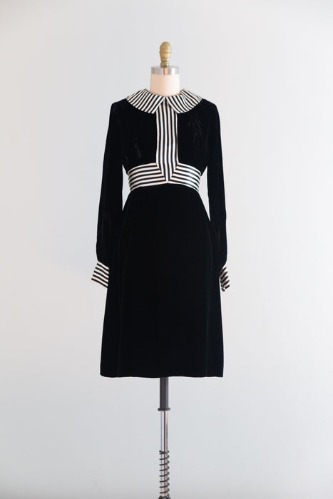 Vintage 1960's Black Velvet Wednesday Dress / XS