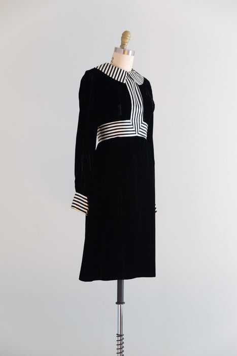 Vintage 1960's Black Velvet Wednesday Dress / XS