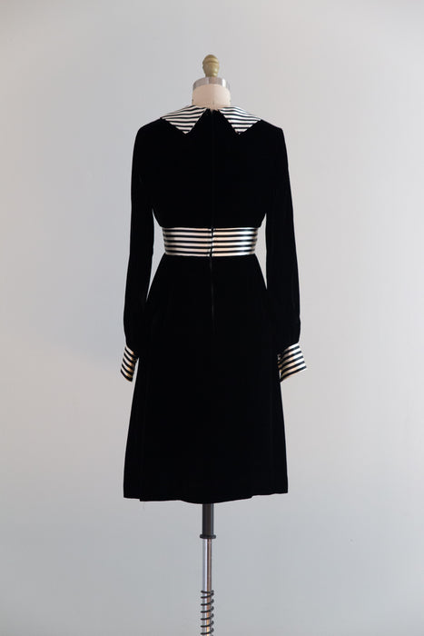 Vintage 1960's Black Velvet Wednesday Dress / XS