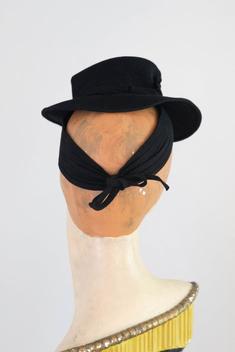 Early 1940’s Black Felt Tilt Hat From Weymann California Hats
