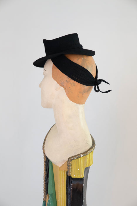 Early 1940’s Black Felt Tilt Hat From Weymann California Hats