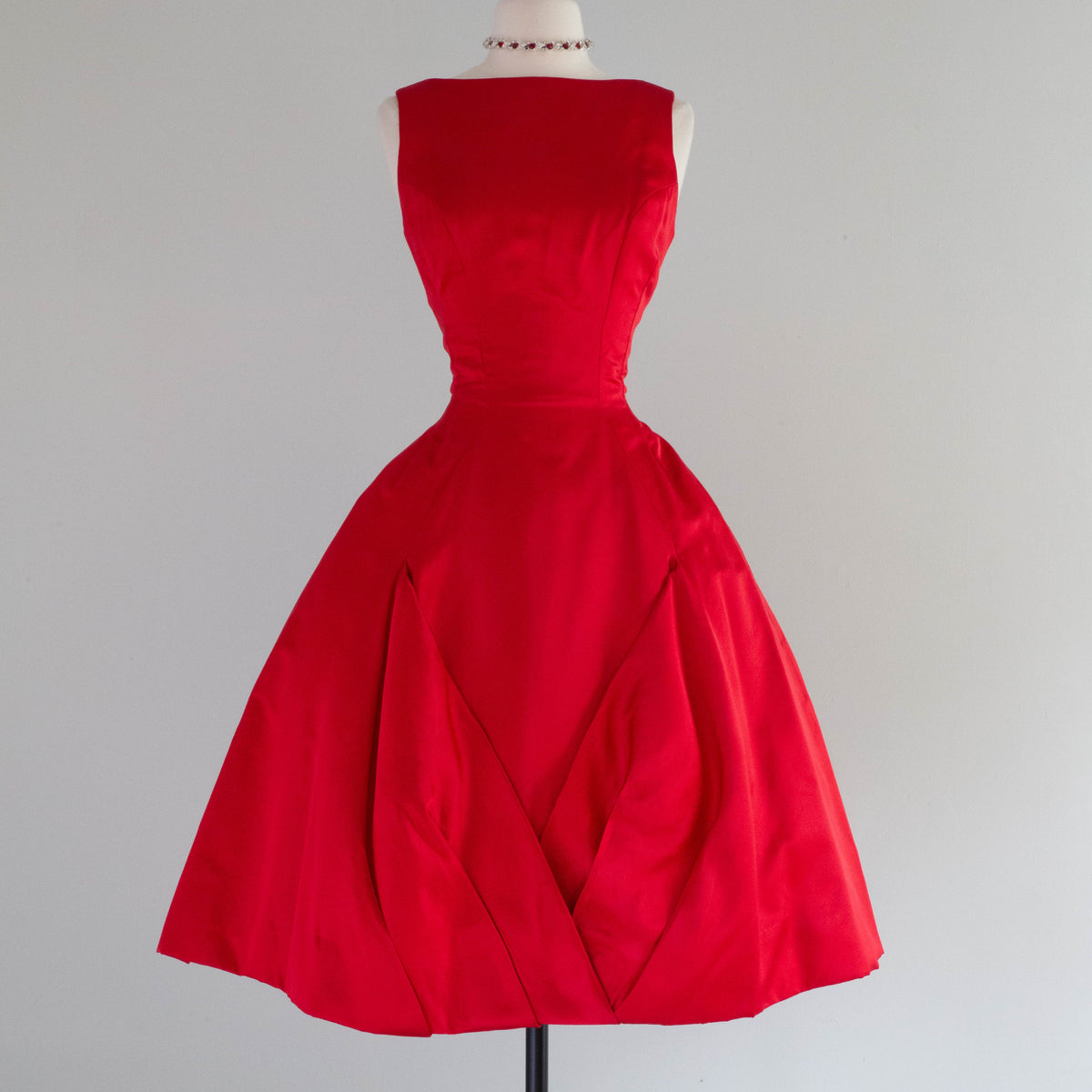 The Ultimate 1950's Red Silk Cocktail Dress By Estevez / SM  Xtabay Vintage