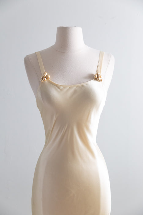 Rare Vintage 1930's Spider Web Lace Bias Cut Wedding Gown With Train & Slip / XS- S