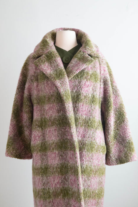 Gorgeous 1950’s Heather Plaid Mohair & Wool Cocoon Coat by Lilli Ann / medium