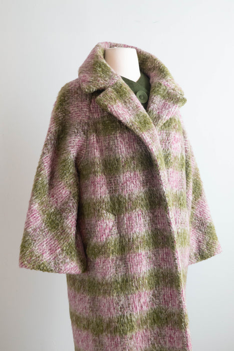 Gorgeous 1950’s Heather Plaid Mohair & Wool Cocoon Coat by Lilli Ann / medium