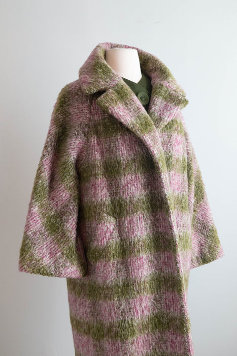 Gorgeous 1950’s Heather Plaid Mohair & Wool Cocoon Coat by Lilli Ann / medium