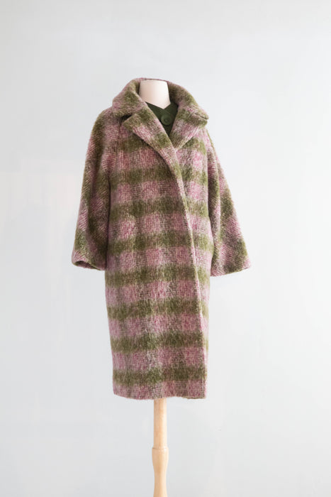 Gorgeous 1950’s Heather Plaid Mohair & Wool Cocoon Coat by Lilli Ann / medium