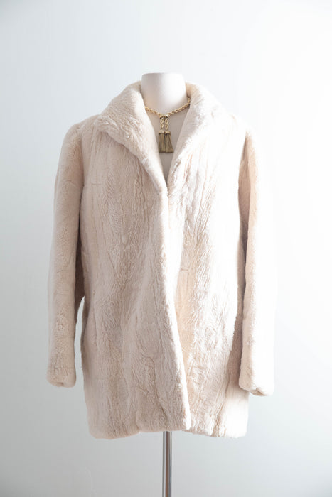 Luxurious 1950’s Ivory Pearl Sheared Beaver Fur Jacket from Kaufman Bros. / M