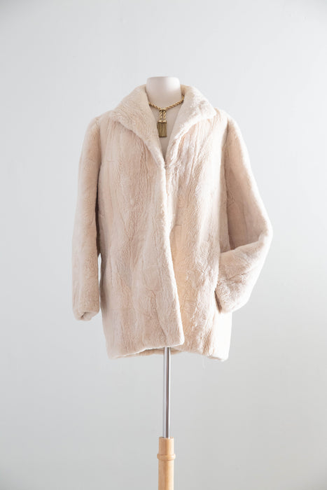 Luxurious 1950’s Ivory Pearl Sheared Beaver Fur Jacket from Kaufman Bros. / M