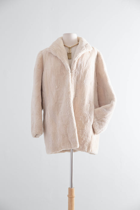 Luxurious 1950’s Ivory Pearl Sheared Beaver Fur Jacket from Kaufman Bros. / M