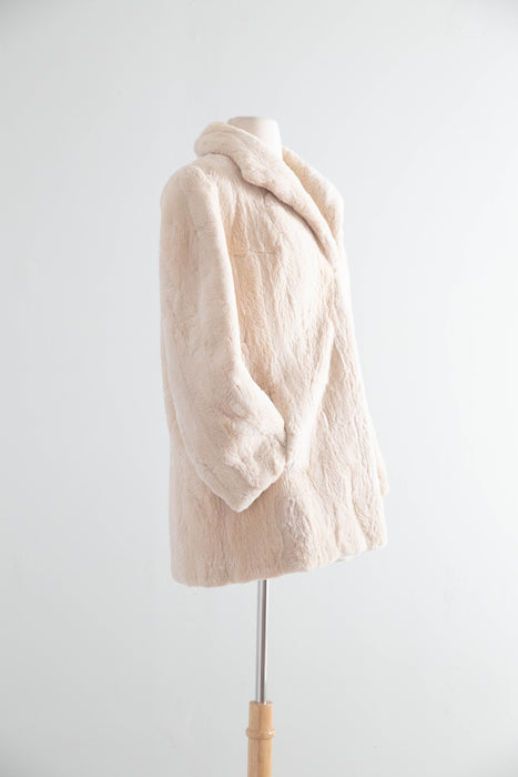Luxurious 1950’s Ivory Pearl Sheared Beaver Fur Jacket from Kaufman Bros. / M