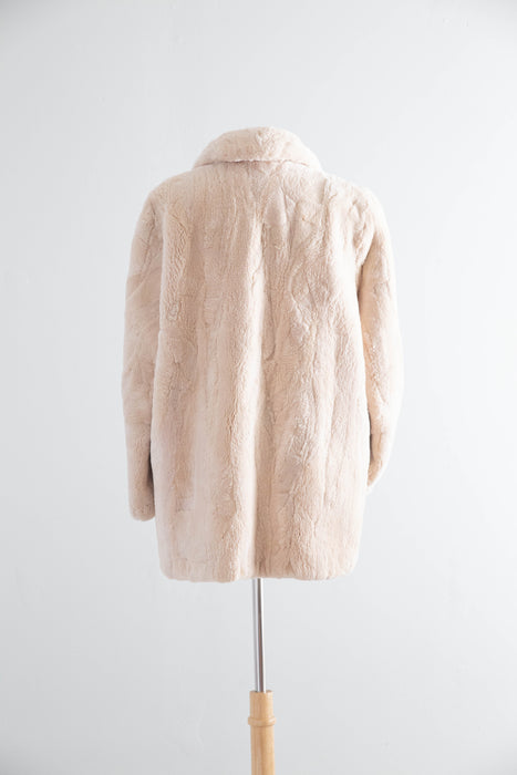Luxurious 1950’s Ivory Pearl Sheared Beaver Fur Jacket from Kaufman Bros. / M