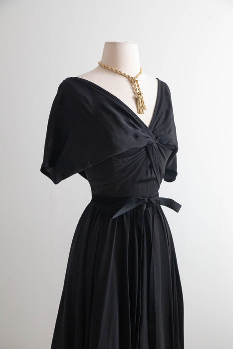 Sophisticated Early 1950’s Eisenberg Originals Silk Crepe Cocktail Dress / SM