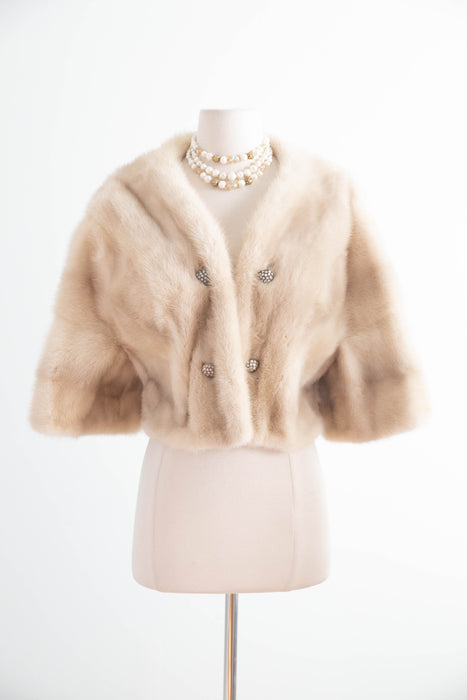 Layaway Final: Exquisite 1960’s Platinum Blond Mink Jacket With Opalescent Buttons / M