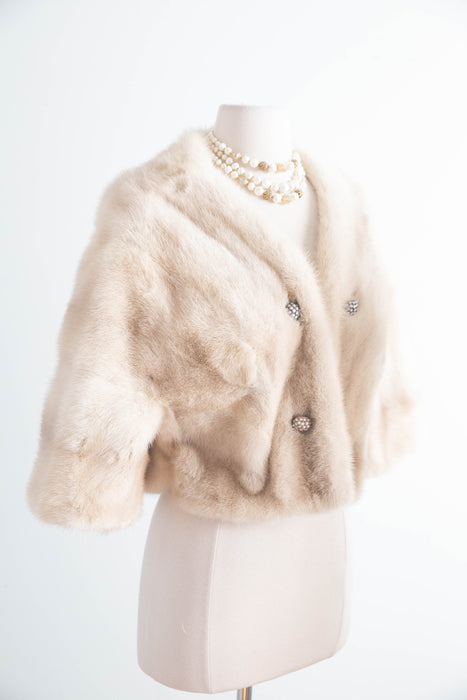 Layaway Final: Exquisite 1960’s Platinum Blond Mink Jacket With Opalescent Buttons / M