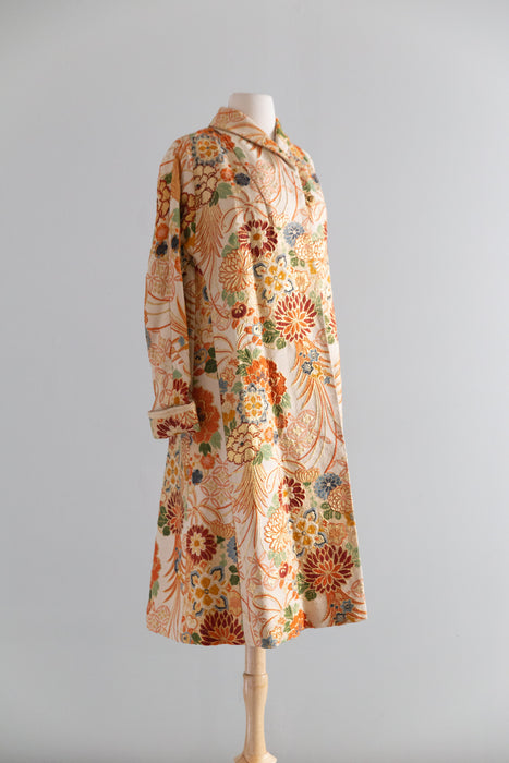 Spectacular 1950's Josephine Matthey of Honolulu Obi Brocade Evening Coat / SM