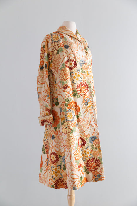 Spectacular 1950's Josephine Matthey of Honolulu Obi Brocade Evening Coat / SM