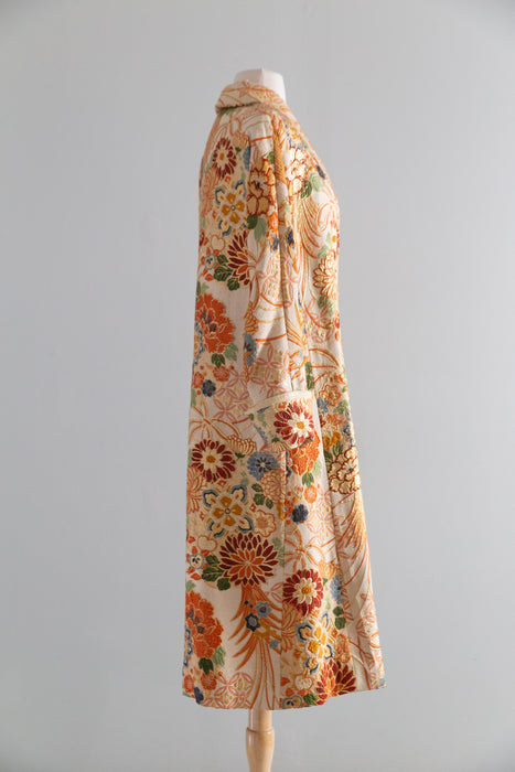 Spectacular 1950's Josephine Matthey of Honolulu Obi Brocade Evening Coat / SM