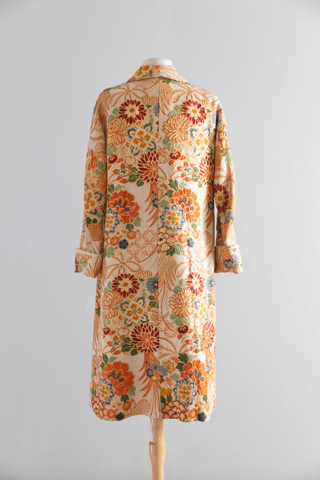 Spectacular 1950's Josephine Matthey of Honolulu Obi Brocade Evening Coat / SM