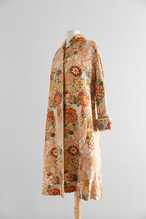 Spectacular 1950's Josephine Matthey of Honolulu Obi Brocade Evening Coat / SM