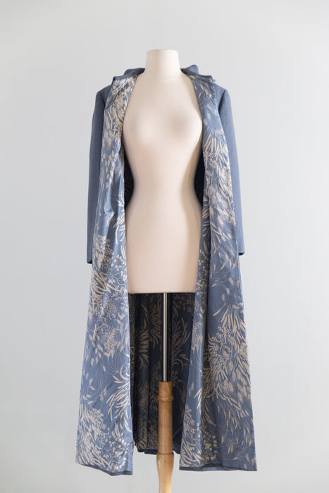 Stunning 1950's Don loper of California Silk Lined Swing Coat in French Blue / SM