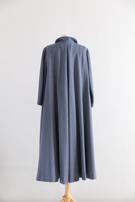 Stunning 1950's Don loper of California Silk Lined Swing Coat in French Blue / SM