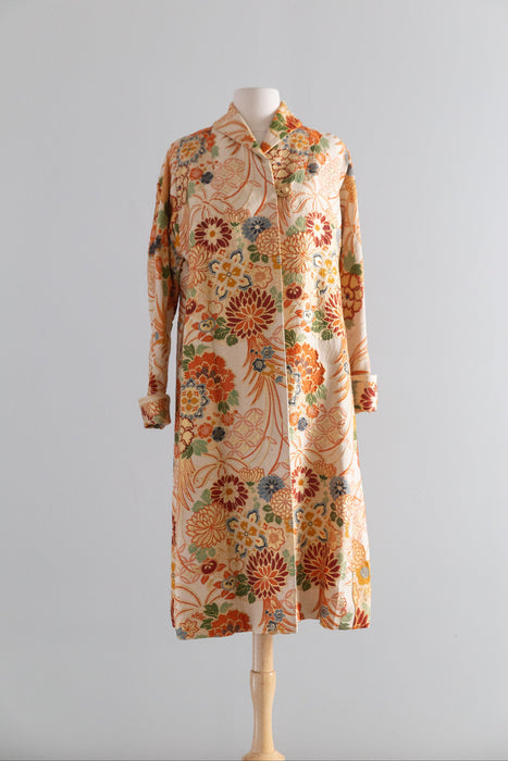 Spectacular 1950's Josephine Matthey of Honolulu Obi Brocade Evening Coat / SM