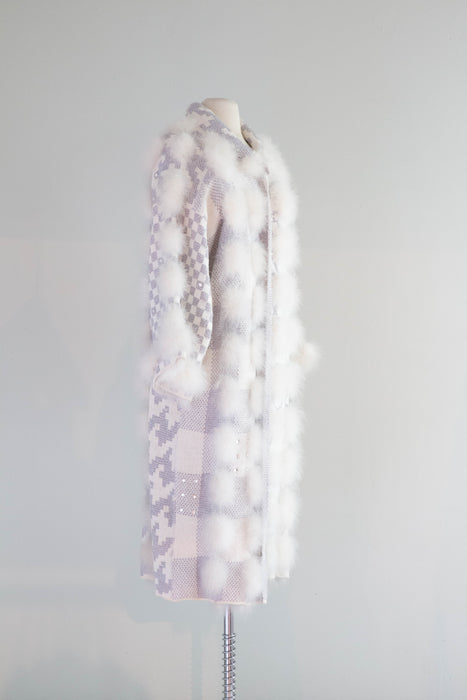 Absolutely Fabulous 1980's Marabou Knit Art Coat / Medium