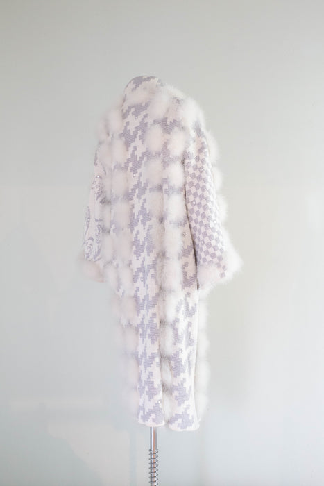 Absolutely Fabulous 1980's Marabou Knit Art Coat / Medium