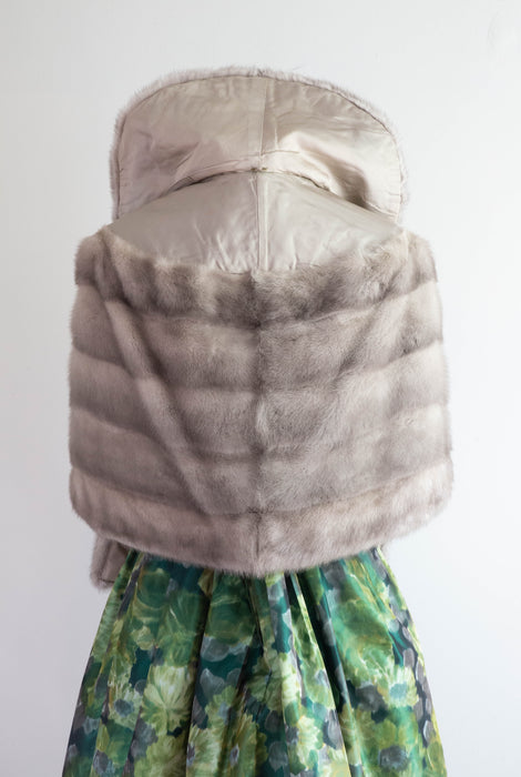 Stunning 1950's Silver Mink Wrap With Pockets / OSFM