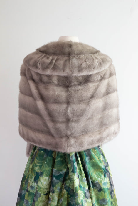Stunning 1950's Silver Mink Wrap With Pockets / OSFM