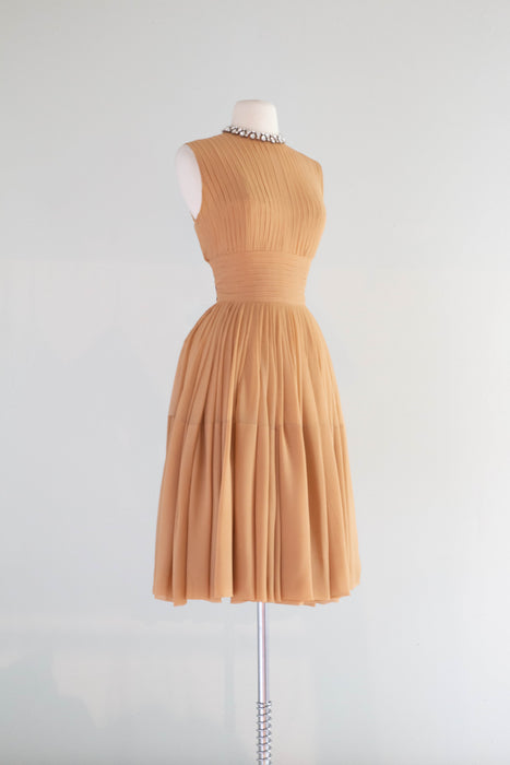 Stunning 1950's Traina Norell Silk Chiffon Cocktail Dress / Small