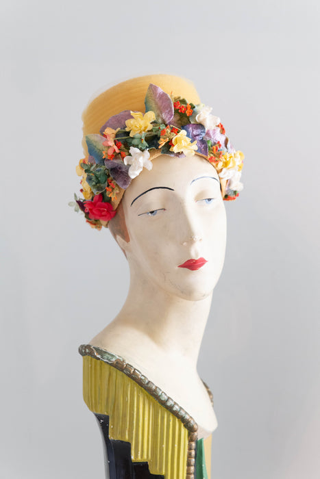 Fabulous 1950s Floral Hat by Jan Leslie, Custom Design