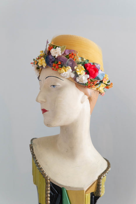 Fabulous 1950s Floral Hat by Jan Leslie, Custom Design