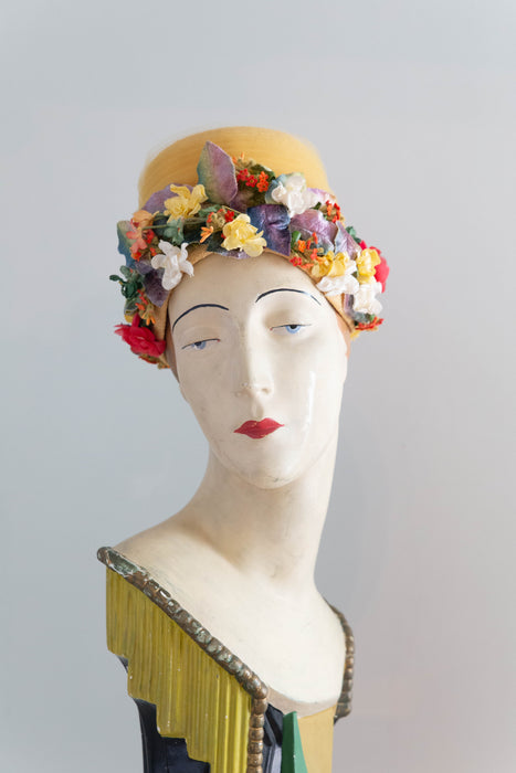 Fabulous 1950s Floral Hat by Jan Leslie, Custom Design