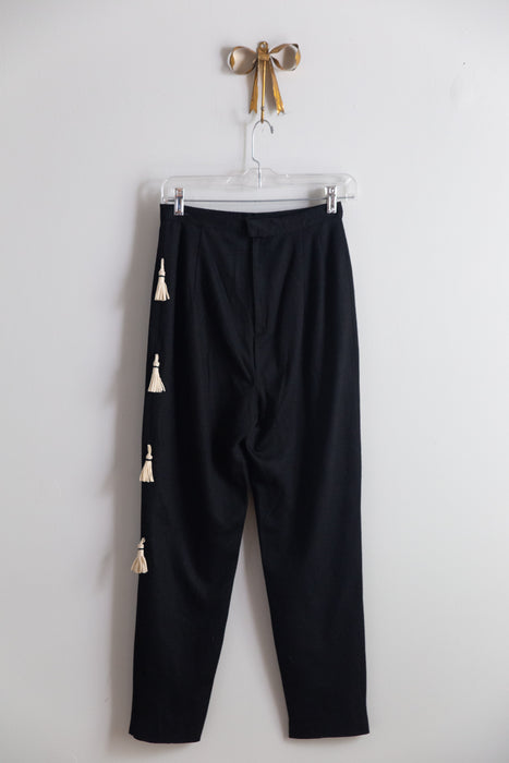 Iconic 1950's Bejeweled Princess Kitty Cigarette Pants in Wool Jersey / Small