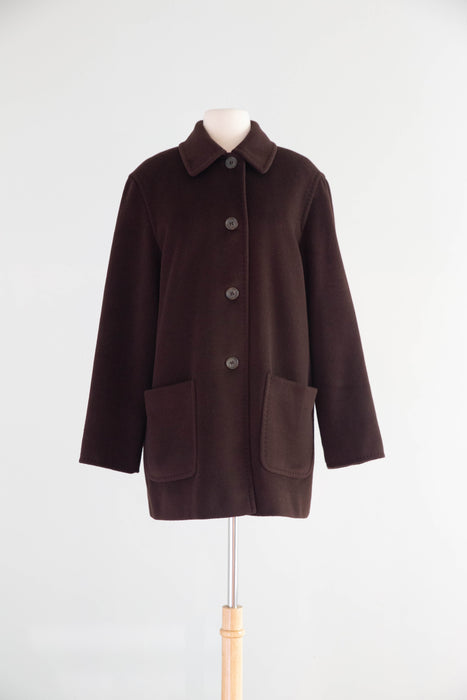 Timeless 1990’s Cinzia Rocca Italy Chocolate Virgin Wool Coat / ML