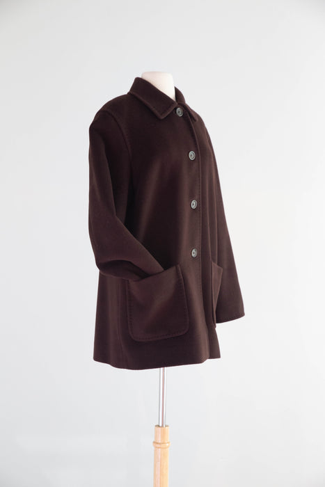 Timeless 1990’s Cinzia Rocca Italy Chocolate Virgin Wool Coat / ML
