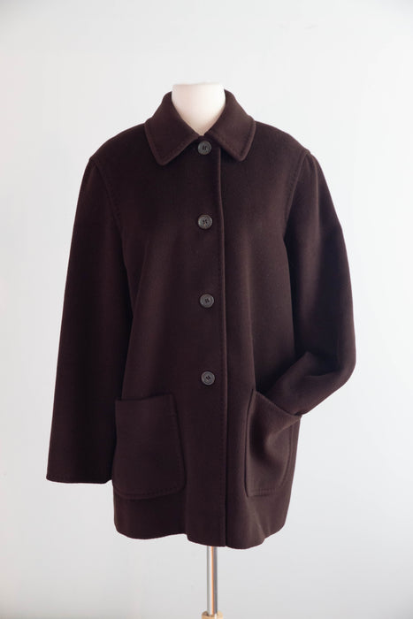 Timeless 1990’s Cinzia Rocca Italy Chocolate Virgin Wool Coat / ML
