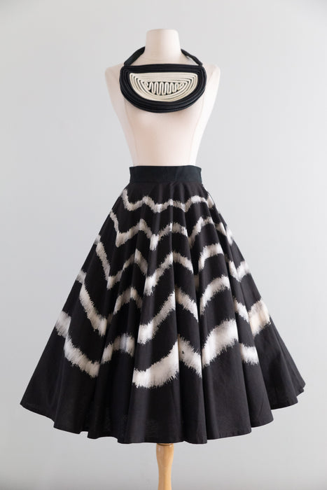 Fabulous 1950's Hand Painted Full Circle Skirt From Mexico / XS