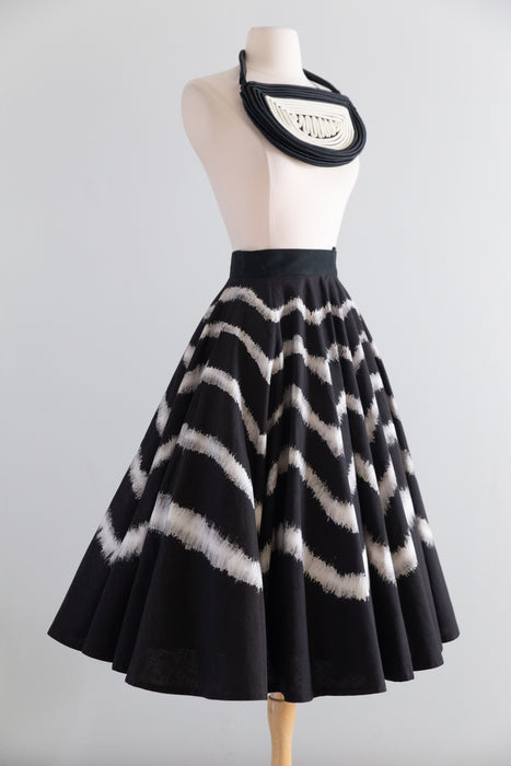 Fabulous 1950's Hand Painted Full Circle Skirt From Mexico / XS