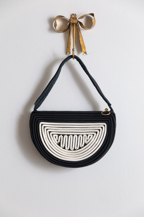 Fabulous 1940's Half Moon Telephone Cord Handbag